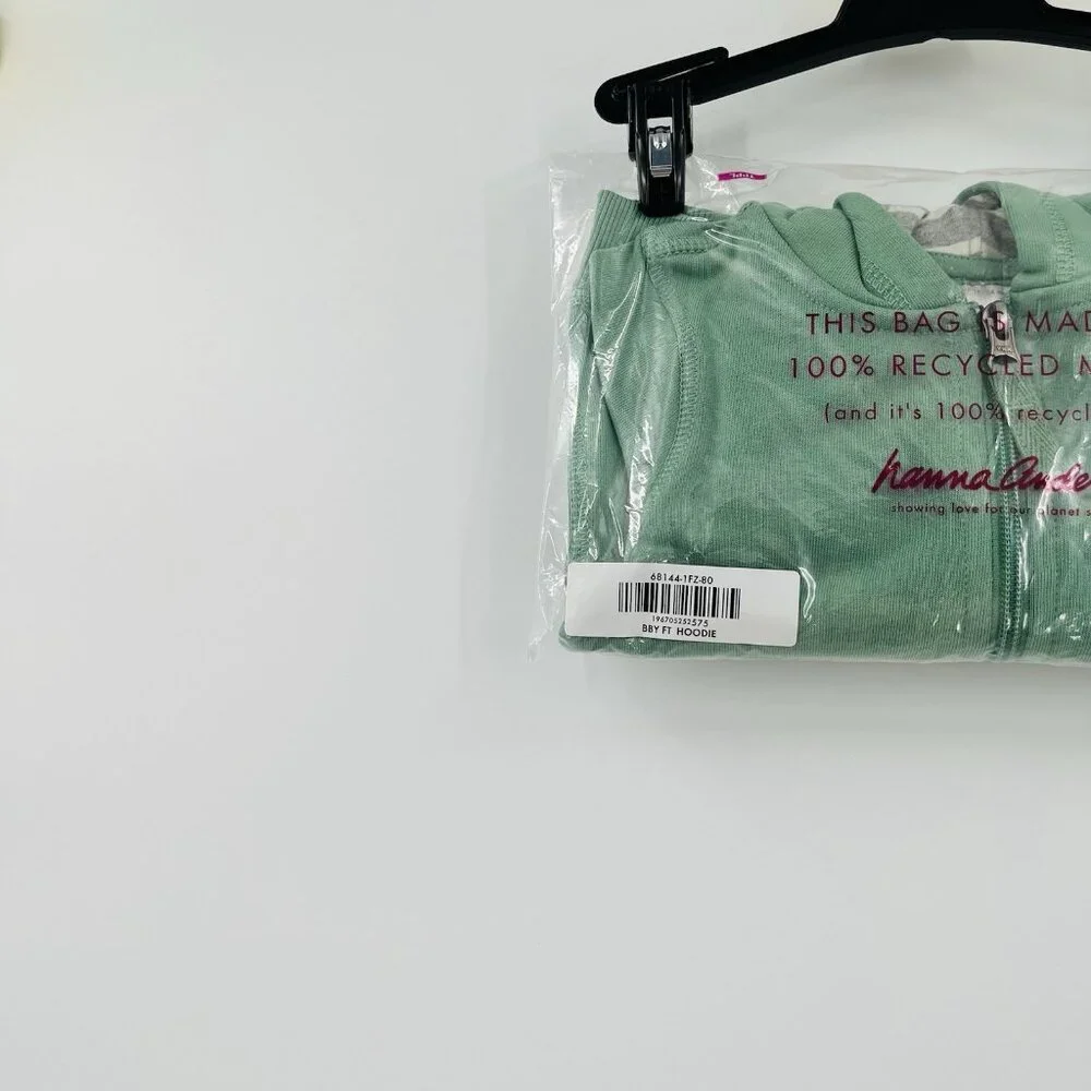 NEW HANNA ANDERSSON Hoodie Zip Front 18-24 Months 80 French Terry Jade